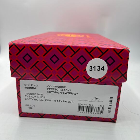 Tory Burch Everly Slide Sandals Perfect Black/Crystal Size 10 NEW - Picture 5 of 8